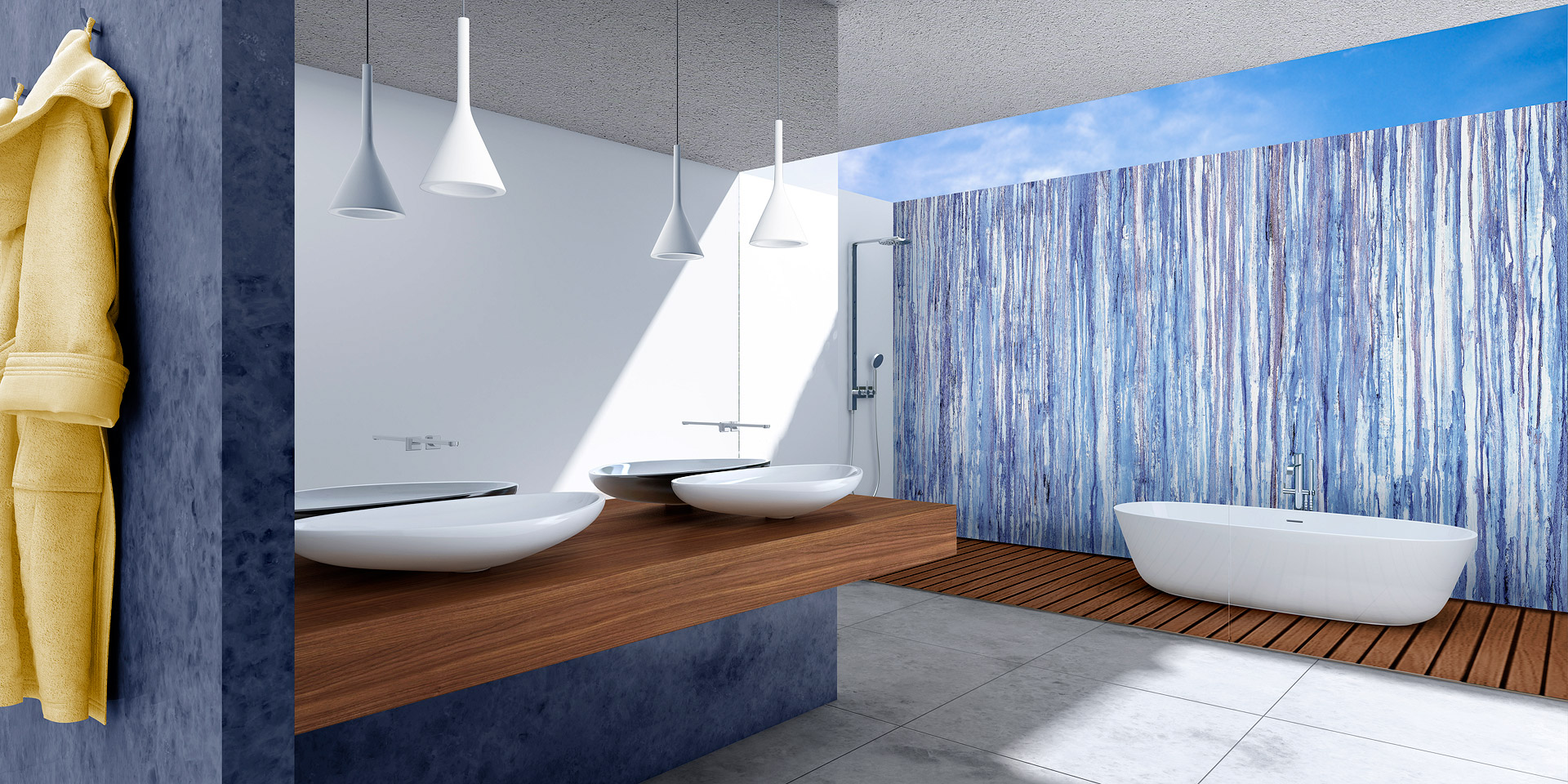 Bagno esterno utilizzato come esempio di trasformazione grafica tramite fotoritocco creativo